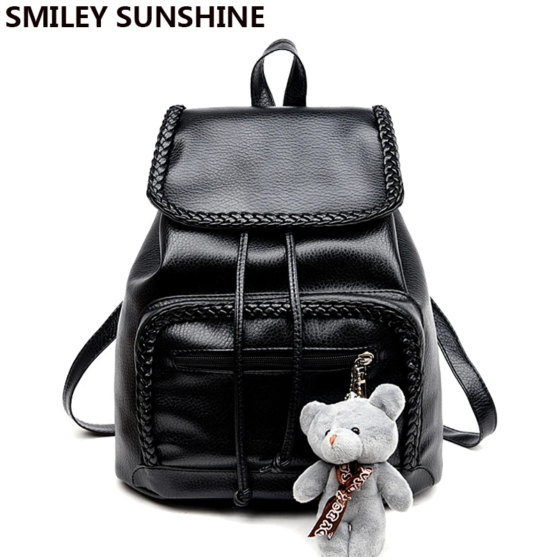 SMIELY SUNSHINE брендовый женский рюкзак на шнурке черный школьный для