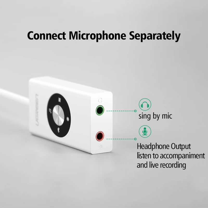 Внешняя звуковая карта USB 5 1 Ugreen стерео Mic Speaker Audio Jack 3 мм Кабель адаптер для ПК