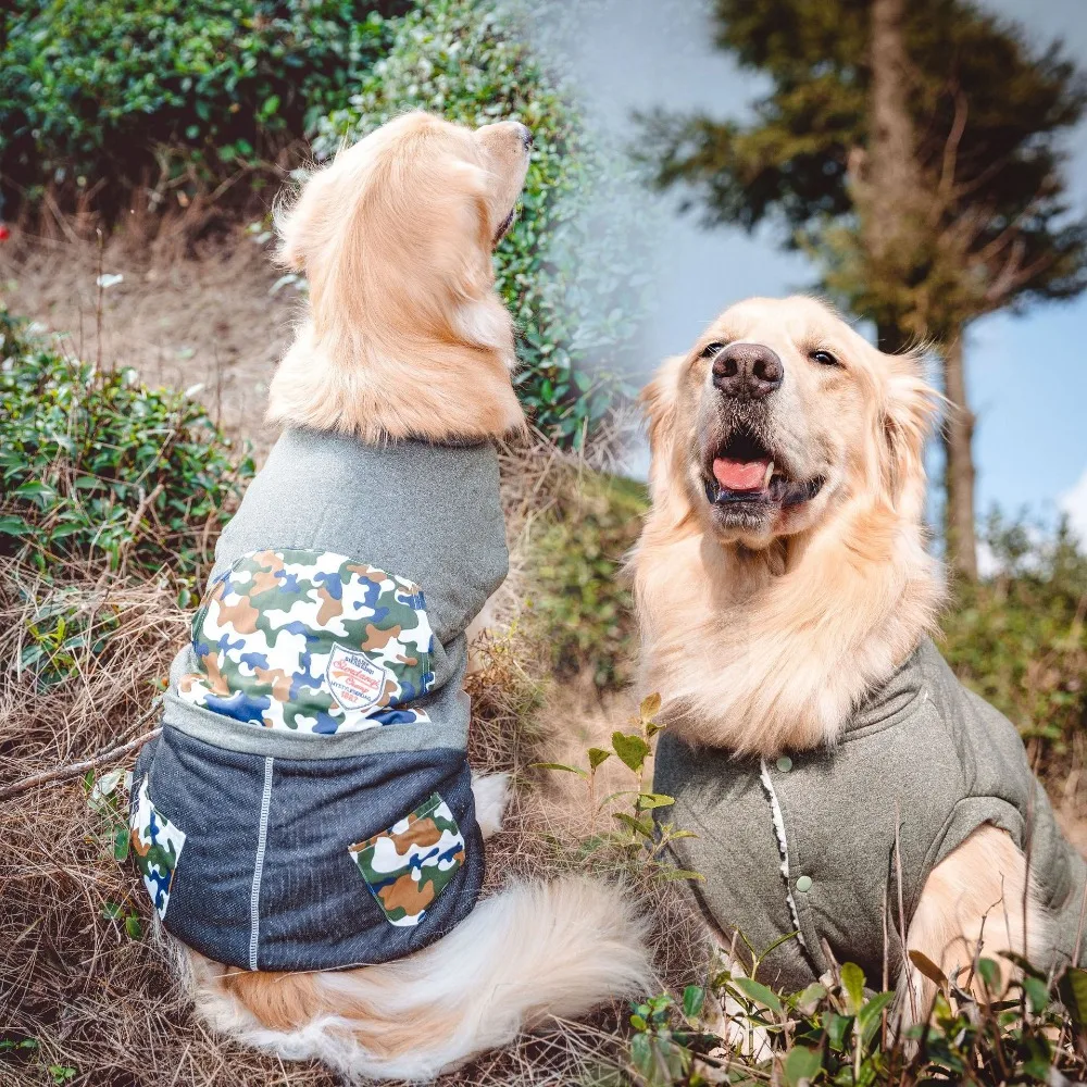 Camouflage Winter Warm Fleece Big Large Dog jumpsut pajamas Hoodie