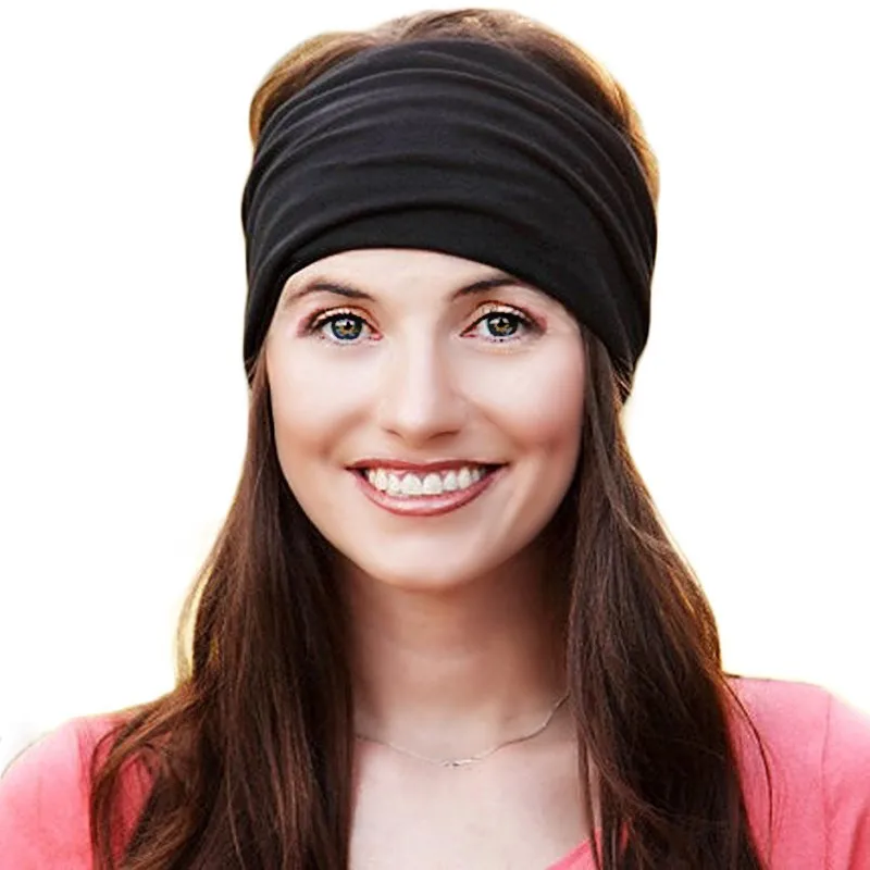 

Elastic Wide Turban Headbands for Women Cotton Bandana Headband Head Wrap Hairband Headwear Fascinator Girl Hair Accessories