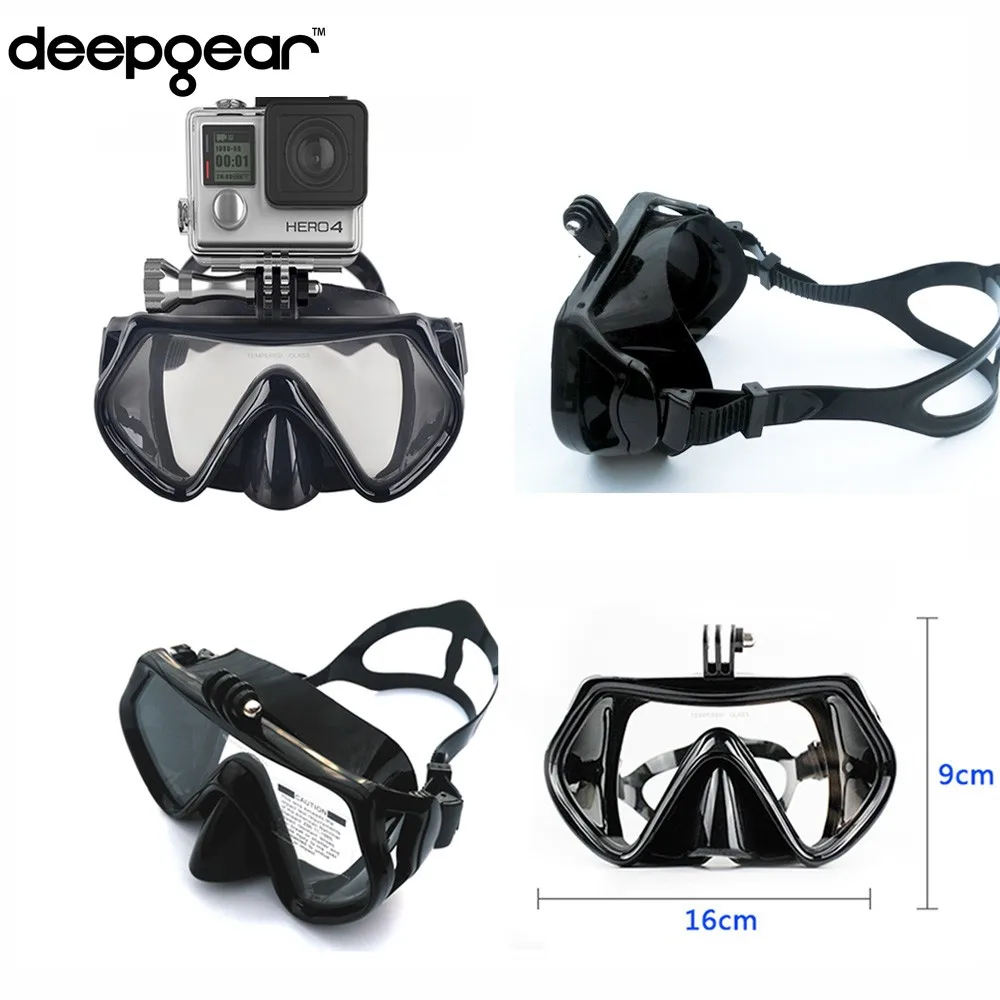 DEEPGEAR набор для дайвинга камеры черный силиконовый для подводного плавания маска для дайвинга Xiaomi Маскарадная маска Гибкая силиконовая трубка для взрослых Gopro камера маска