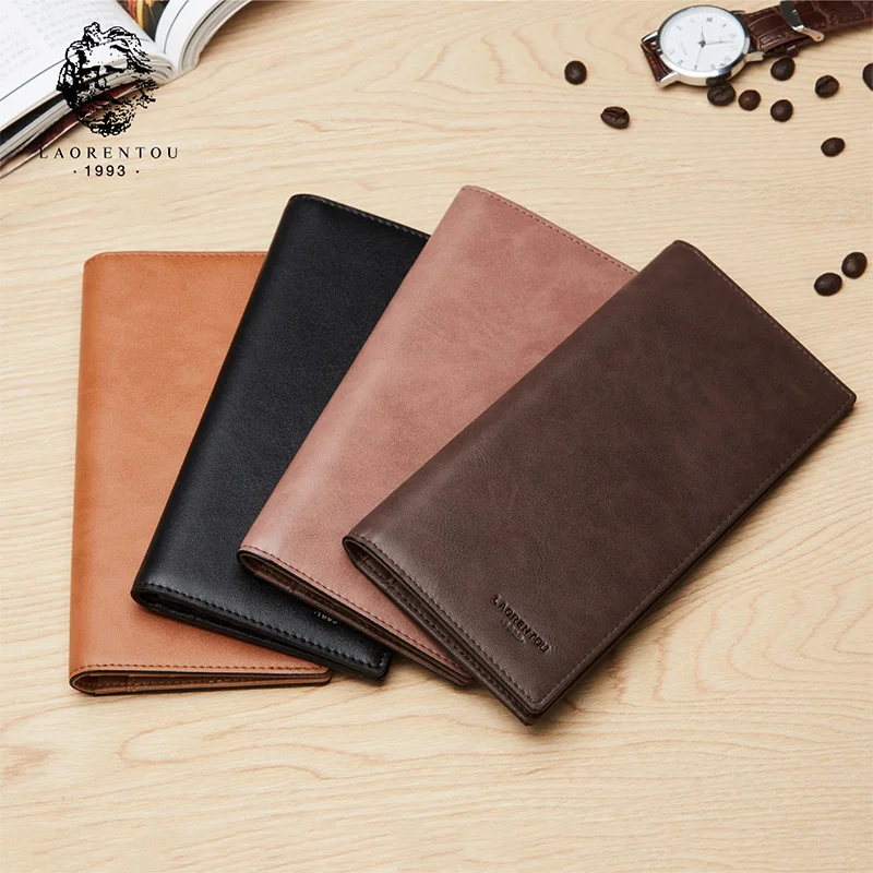

Laorentou New Arrival Long Style Men Wallet Soft Leather With Card Slot Men's Wallet Leather Teenagers Clutch Bags For Lovers