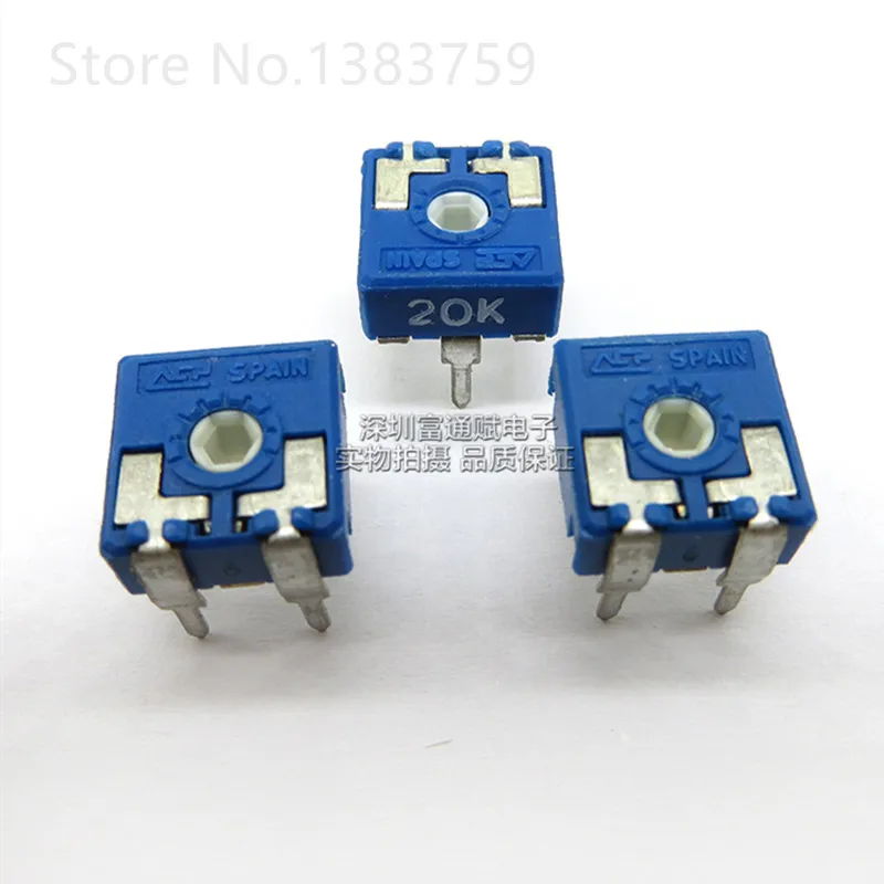 

5pcs Adjustable Resistor CA9 Horizontal Hex Hole 20K PT10 Potentiometer