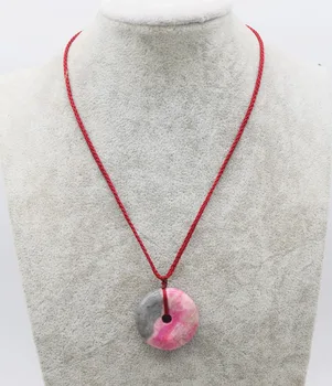 

Rhodonite pink cirque necklace 18inch wholesale beads nature FPPJ woman 35mm chinas safety buckle