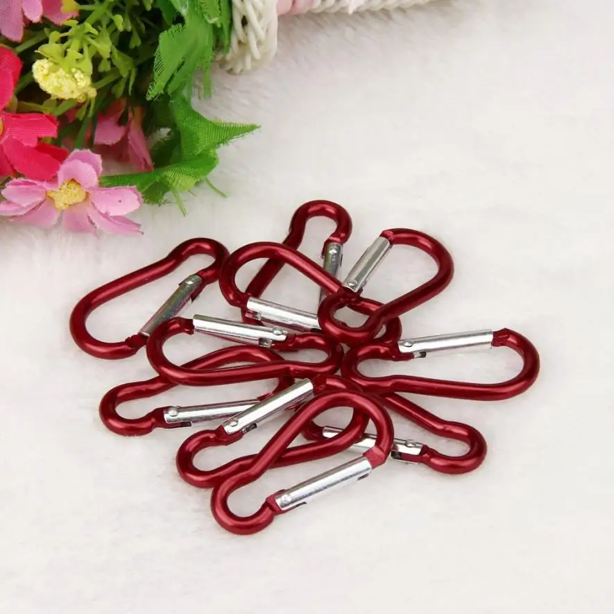 

MUQGEW Outdoors Bags Essential Equipments 10pcs Aluminum Alloy D Carabiner Spring Snap Clip Hooks Keychain Climbing Carabiners