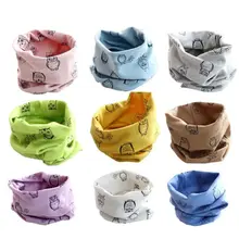 Мультяшный шарф, осенне-зимний хлопковый симпатичный шарф для маленьких мальчиков и девочек, хлопковые шейные шарфы с круглым кольцом, 40*40 см, 122