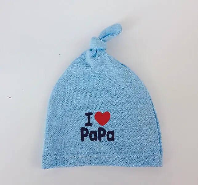 Фирменный Чепчик для сна для новорожденных, шапка с надписью «i love papa» для детей, шапка для девочек и мальчиков, хлопковая шапочка, шапочка для малышей - Цвет: papa  blue