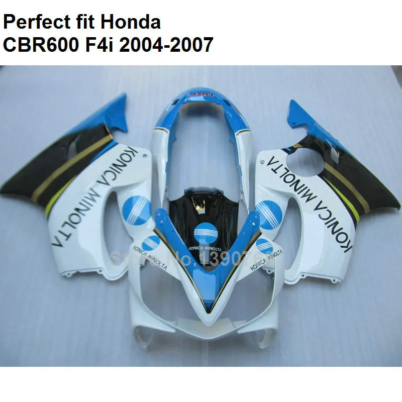 100% подходит инъекции Обтекатели для Honda CBR600 F4i 04 05 06 07 Белый черный комплект синих