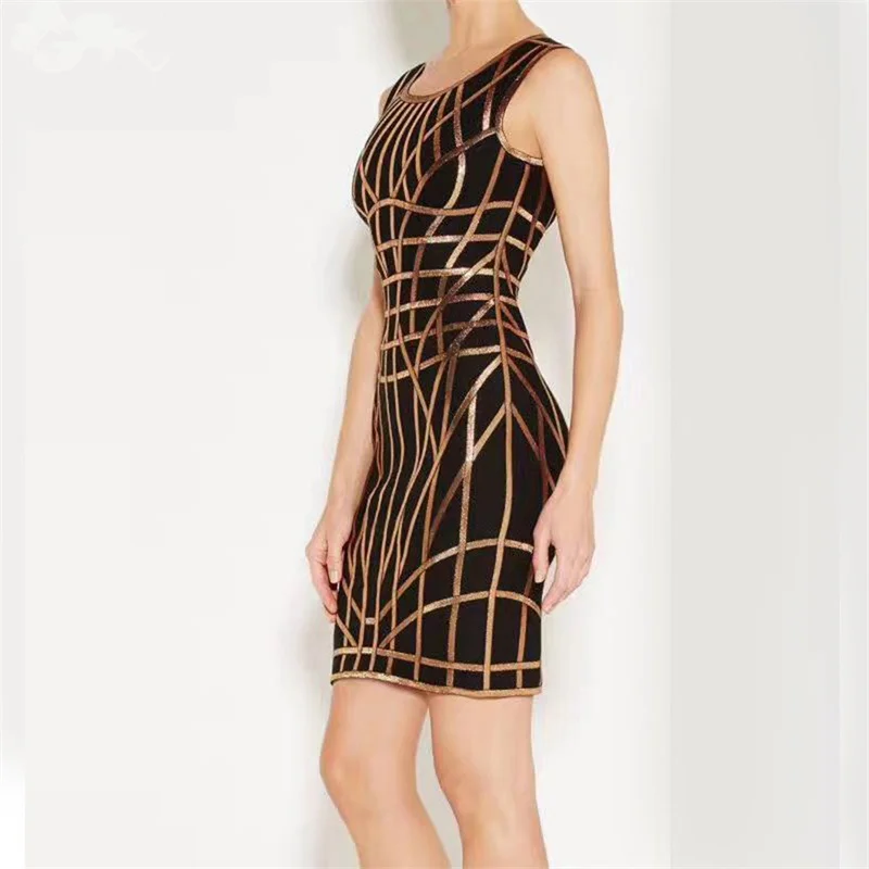 New Arrival Women Summer Sexy Backless Print Bandage Dress 2017 Knitted Elastic Party Mini Dress O