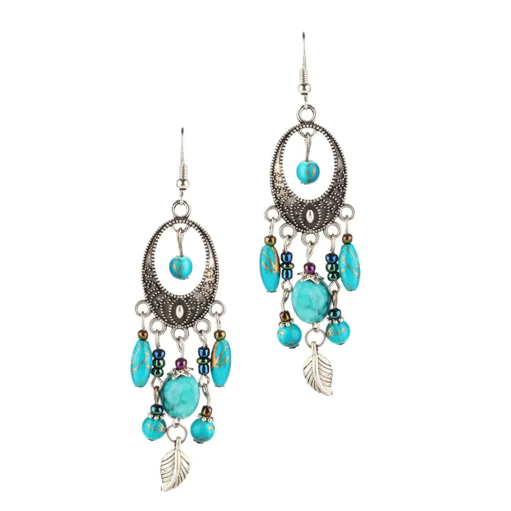 Fashion Bohemian Tassel Beads Fish Hook Drop Chandelier Tribe Earring Women Girls Ethnic Jewelry
