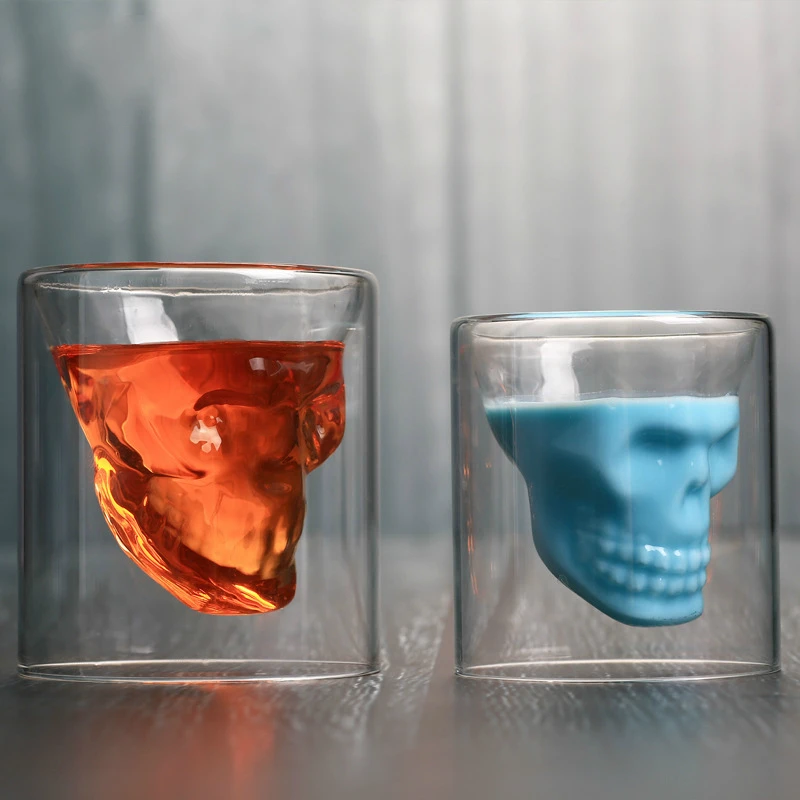 

Creative 4pc Wine Glass Designer Skull Head Shot Glasses Transparent Party Doo Vaso Copo Beer Party Bar Whiskey Drinkware
