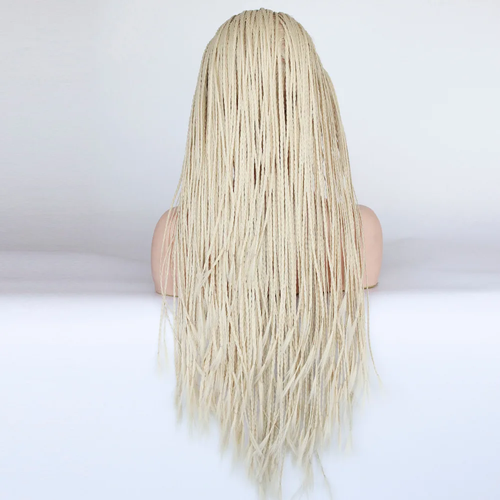 V'NICE Платиновые светлые косички волосы парики с детскими волосами кудрявый Твист коробка плетеные парики Синтетический Плетеный кружевной передний парик 613 цветов