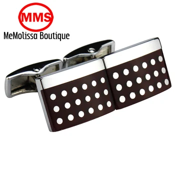 

MeMolissa Silver Dots Red Suqare Shirt Fashion Cufflink for Mens Brand Grid Cuff link Male Luxury Wedding Button Gold High