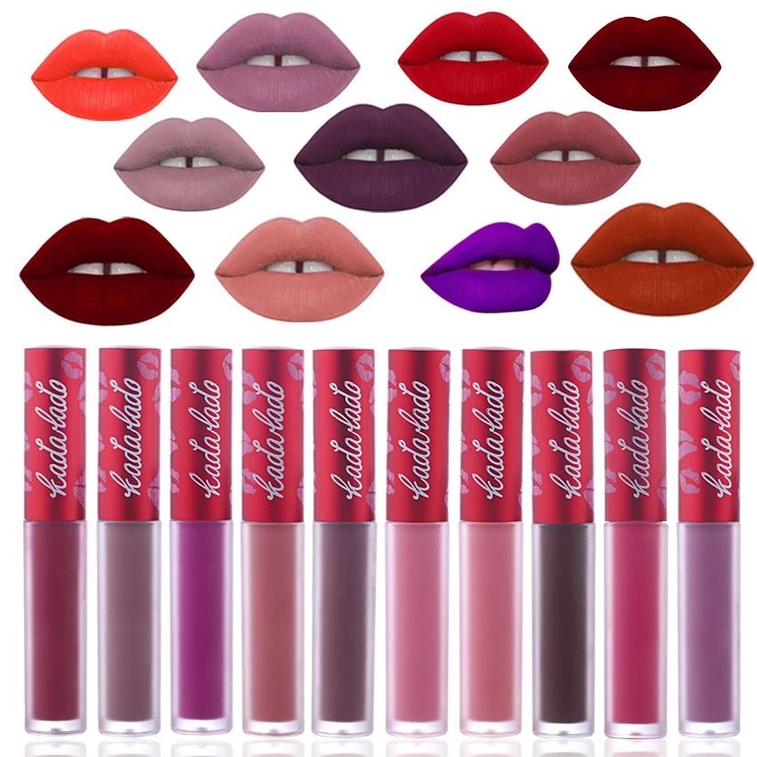 

KADALADO Brand Waterproof Nude Lipstick Long Lasting Liquid Matte Lipstick Lip Gloss Lip Makeup Red Lip Stick Lip Kit Cosmetics