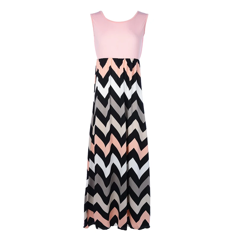 

NIBESSER 2017 New O-Neck Wave Striped Boho Dress Women Sexy Sleeveless Print Long Dress Feminine Summer Elegant Beach Vestido