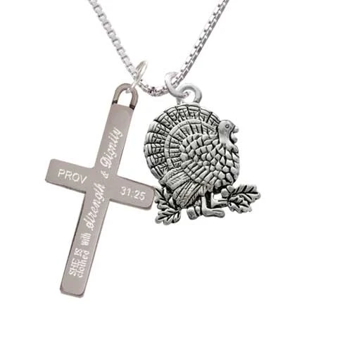 Antiqued Turkey - Strength and Dignity - Cross Necklace (1)