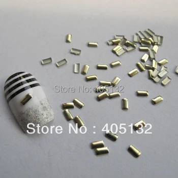 

1 Bag OD-31-Gold Free Shipping 3D 2x4MM Gold Rectangle Metal Stud Shiny Nail Decoration Lovely Outlooking