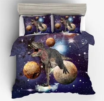 

3D Galaxy Dinosaur Bedding Sets 2/3pcs Single Double Queen King Duvet Cover Set Bedclothes Bed Linen (No Sheet No Filling)