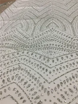 

elegant YG-37 sequin lace hand print for lady sawing shining lovely in silver color with glitter