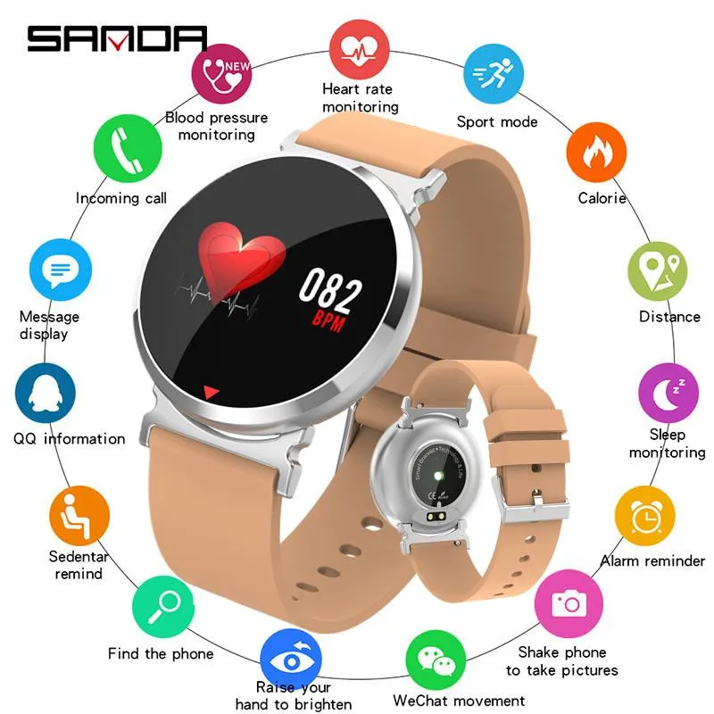 Спортивные Смарт часы SANDA Bluetooth для мужчин пульсометр кровяное давление