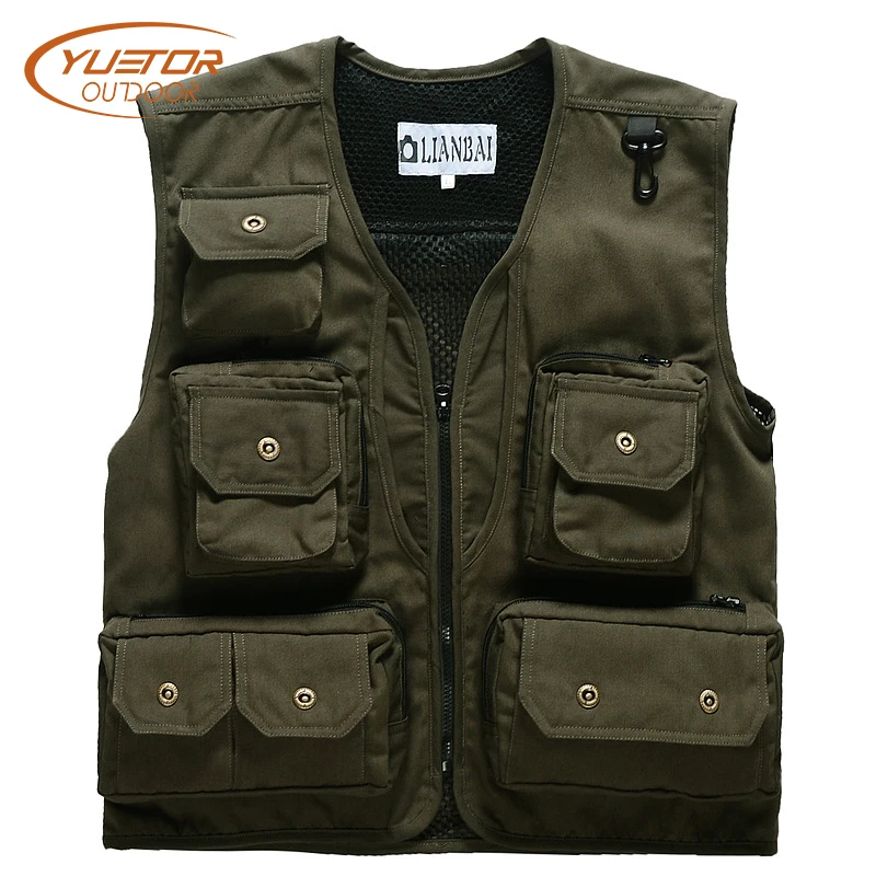 

Multi-pockets Summer Outdoor Hunting Tactical Sleeveless Jackets Photography Working Wear Waitcoats Canvas Fishing Vest