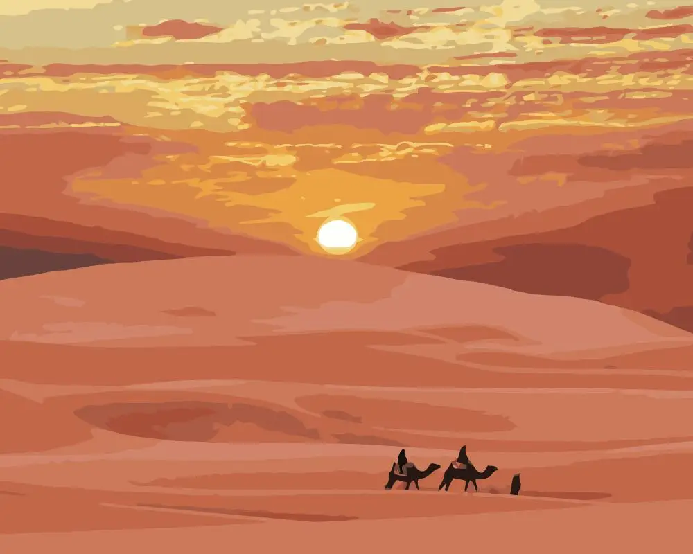 MaHuaf-j463 Sunset in Sahara DIY Набор для рисования набор по номерам масляная краска на холсте