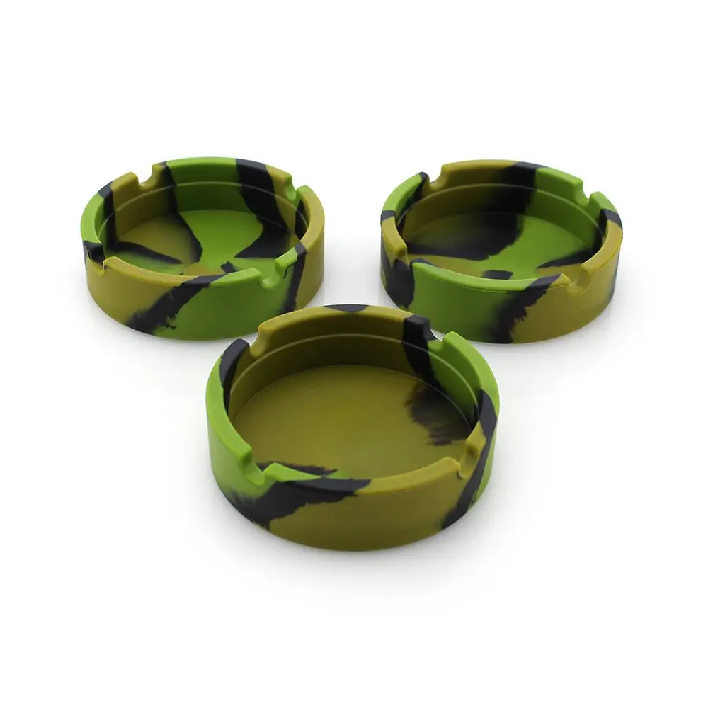 

Silicone Lightweight Round Ashtray Eco-Friendly Camo Premium Heat Resistant Hot