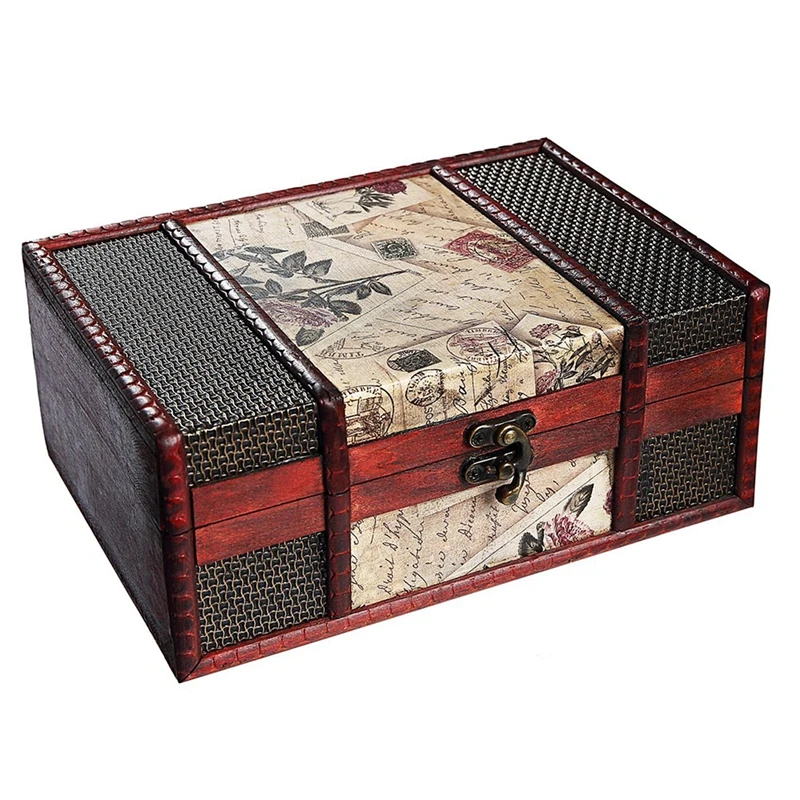 Treasure Box 9.0inch Retro Stamps Small Trunk for Jewelry Storage Cards Collection Gift Gifts and Home Decora | Украшения и
