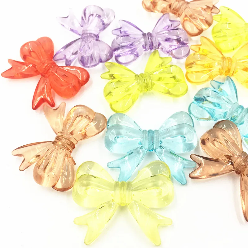 

10Pcs Mixed Transparent Spacer Beads Bowknot Acrylic Fashion Jewelry DIY Findings Charms 46mm