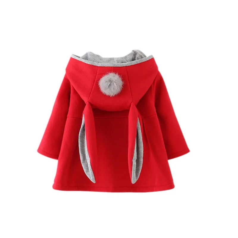 Одежда для маленьких девочек; сезон весна-осень; теплая детская куртка с капюшоном; детская одежда с заячьими ушками; верхняя одежда