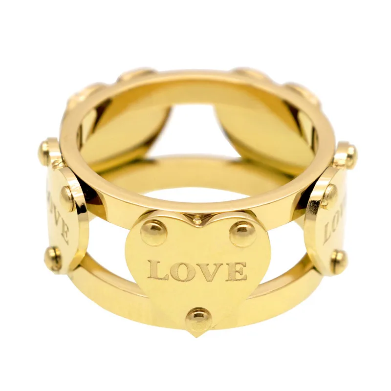 Горячая Распродажа модное роскошное знаменитое кольцо любовь новые женские кольца Золотой цвет пять кольцо персикового цвета с сердцем для женщин Anillo хорошее ювелирное изделие