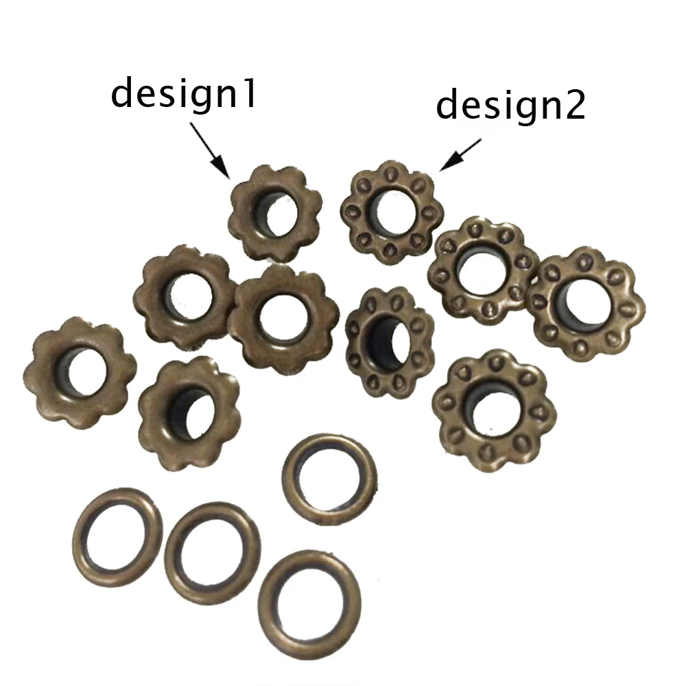 DIY vintage bronze color floral design scrapbooking leather craft sewing garment eyelet and grommets 500pcs/lot