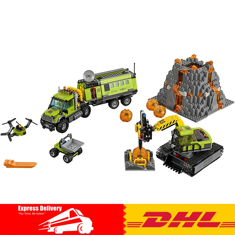 

Lepin 02005 889Pcs City Series Volcano Exploration Base Building Blocks Compatible 60124 Brick Toy