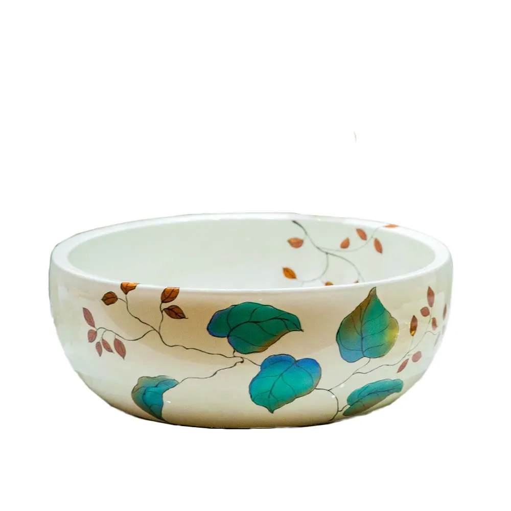 

Simple ceramic bathroom vanity art on the washbasin on the table round LO618533