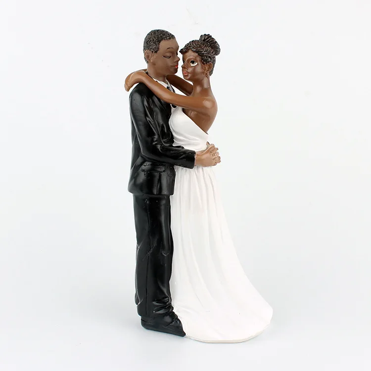 1 Piece African American Sweet Love Bride Groom Figurine Wedding