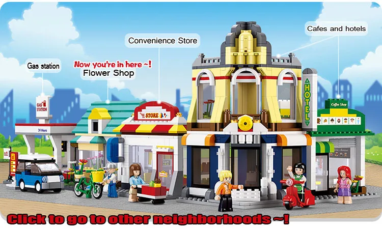 Sluban цветочный магазин SimCity большая сцена друзья строительные блоки кирпичи для девочек детские игрушки мой мир Мини Мир