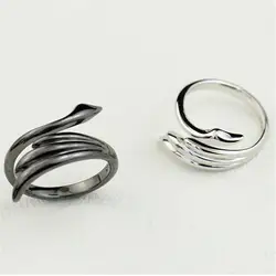 JEWEEN 100% ручной работы Черный и белый цвета Лебедь открытым s925 Серебряное кольцо для любителей, пара колец