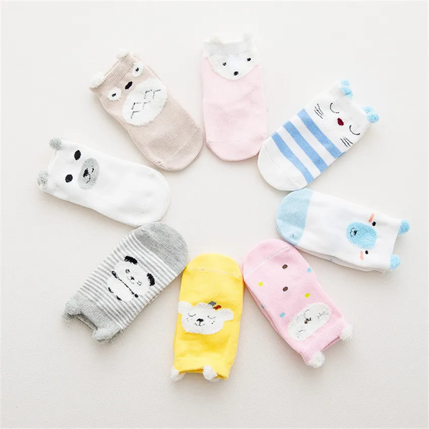 

Toddler Girls Cartoon Cotton Socks for Baby Short Ankle 3d Animal Antislip Double Socks for Girls Bebe Wholesale Cotton Socken