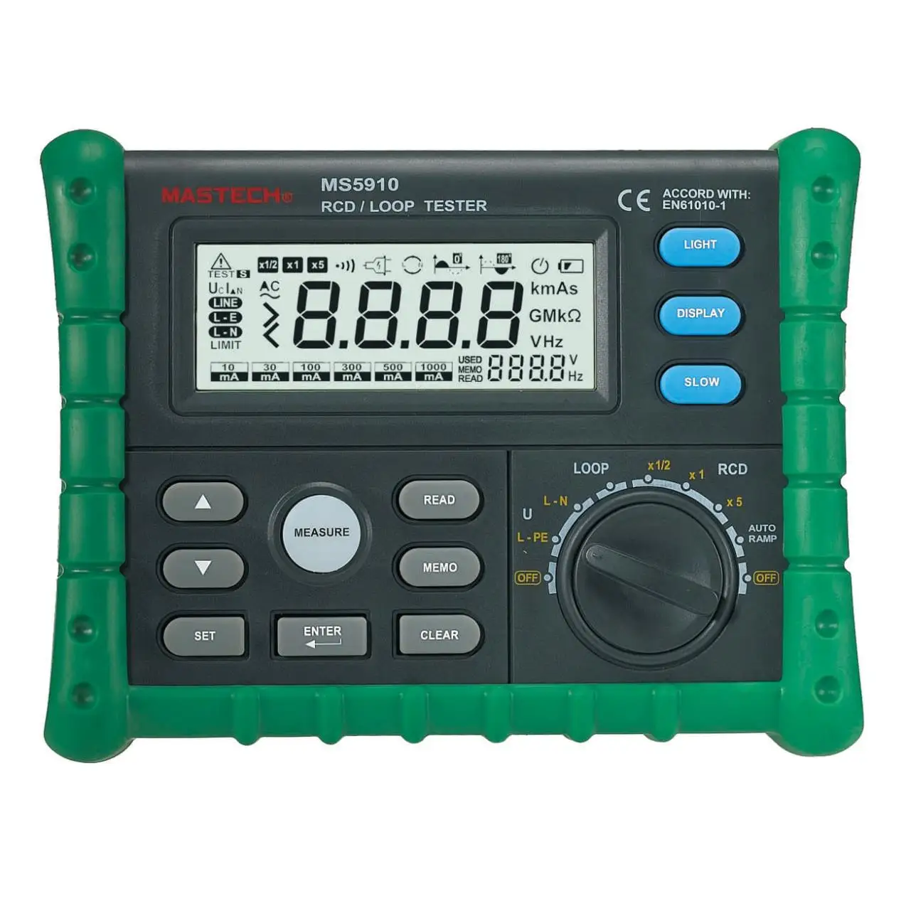 

MASTECH MS5910 RCD/Loop Resistance Tester Circuit Trip-out Current/Time Detector with USB Interface
