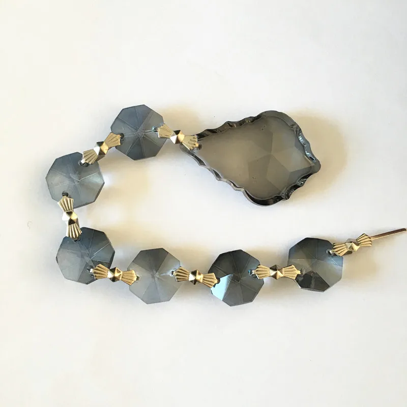 

5pcs/Lot Smoke Grey Crystal French Leaf Chandelier Suncatcher Prism Hanging Pendant Parts Free Shipping
