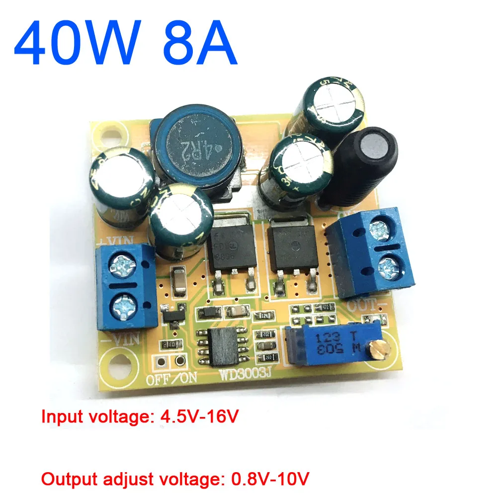 

40W 8A DC-DC Buck Step-down Converter Adjustable Power Module 3.3V 3V 5V 9V 12V 4.5V-16V to 0.8V-10V voltage regulator CAR