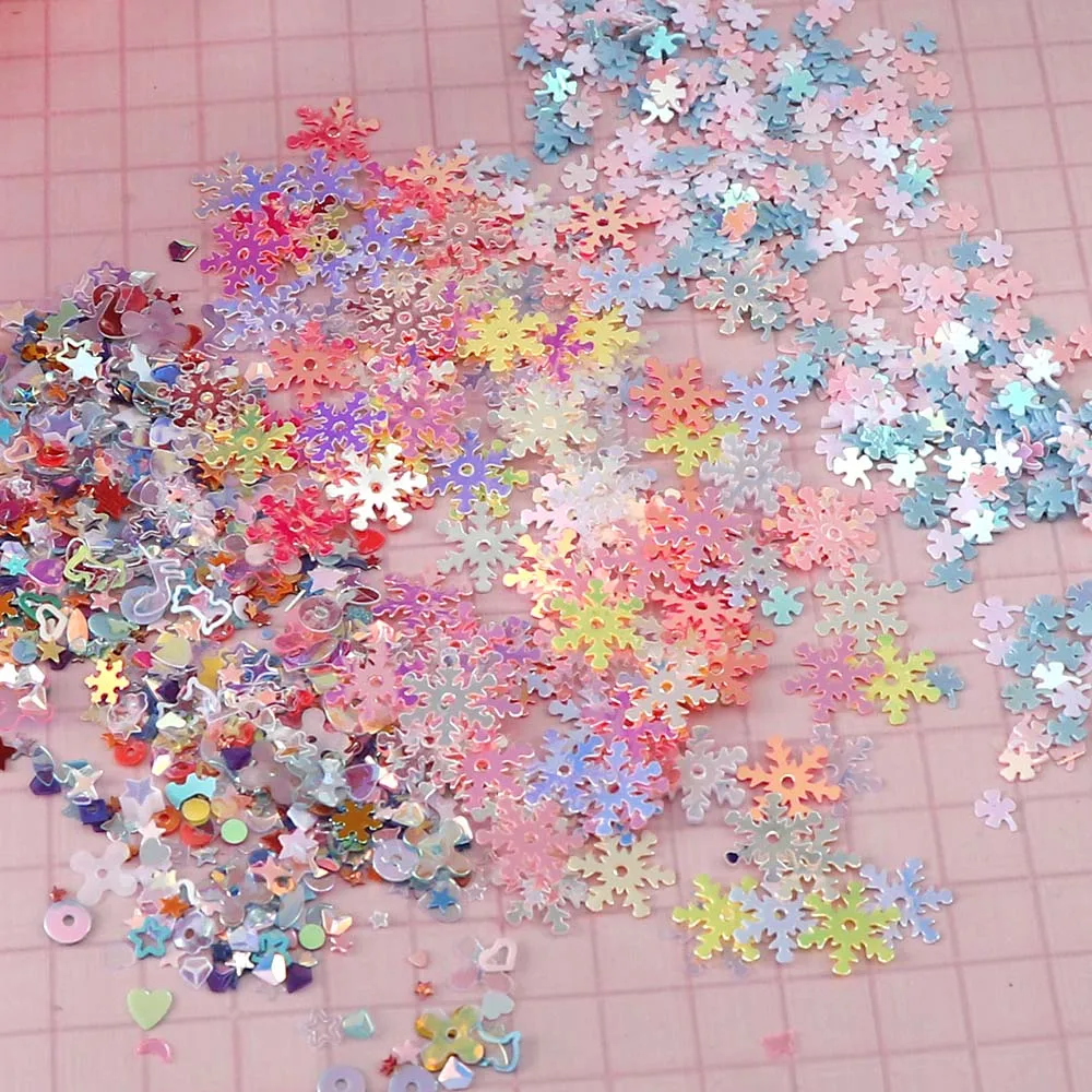 14g Colorful Star Snowflake Mix Style Loose Sequins Glitter Paillettes For Nail Art Manicure/Wedding Decoration