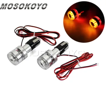 

2 Pcs 12V LED Blinker 7/8" Handle Bar End Amber & Red Turn Signal Light Bar Maker Plug Flasher for Honda Suzuki Yamaha
