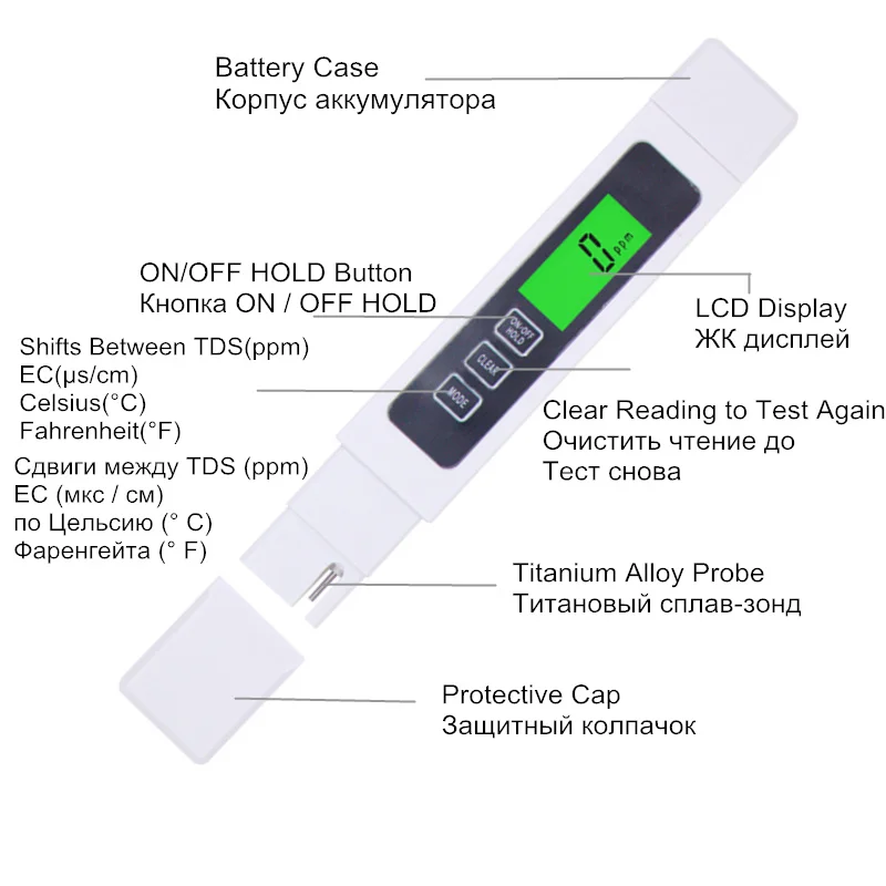 3 шт./лот портативный EC Ручка Портативный цифровой воды ph монитор фильтр измерительное качество и чистота воды tds-тестер метр 20% скидка