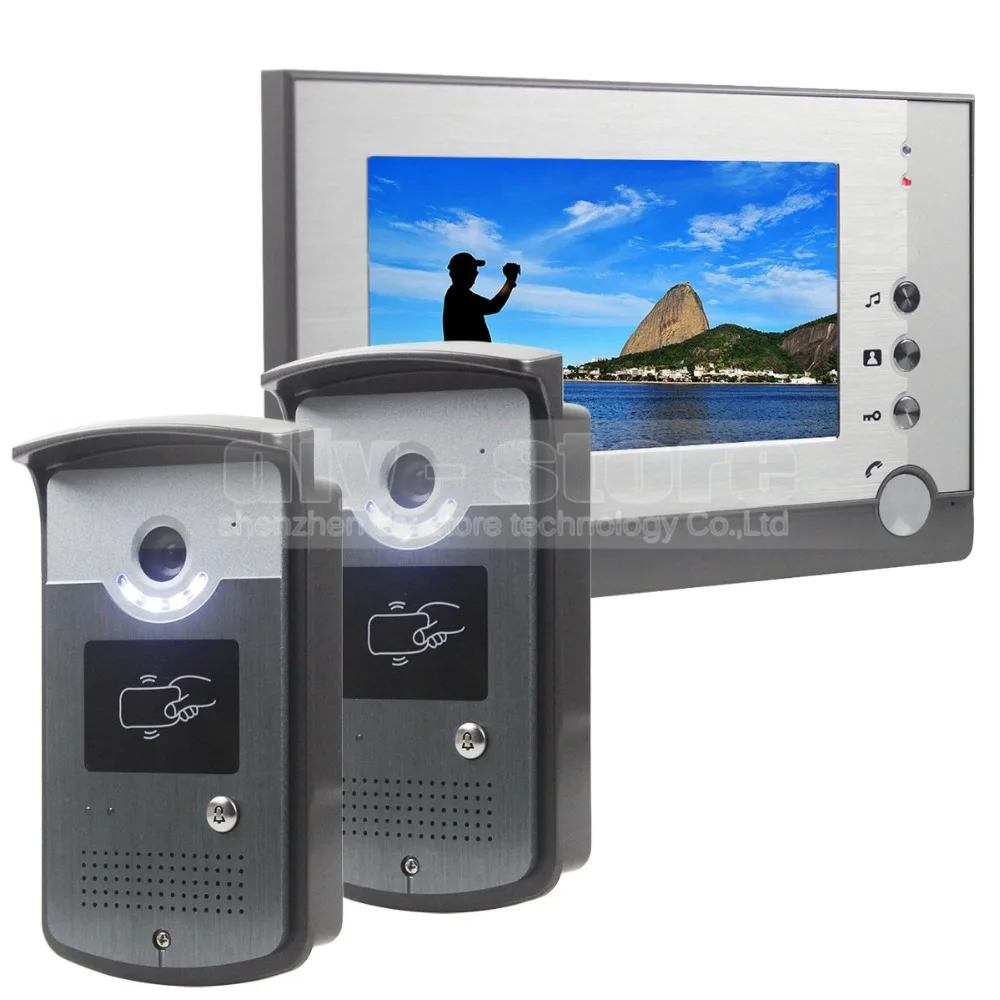DIYSECUR 2 Camera 1 Monitor 7 inch Video Door Phone Enter Intercom Hands-free ID Unlocking LED Night Vision Camera DIYSECUR 2 Camera 1 Monitor 7 inch Video Door Phone Enter Intercom Hands-free ID Unlocking LED Night Vision Camera