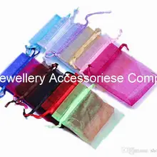 500 шт однотонные разноцветные мешочки для украшений из органзы сумки роскошные свадебные вуаль веревка для подарочного пакета ювелирные изделия упаковка Рождественский подарок сумка 9
