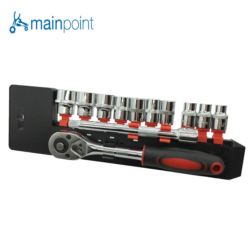 

Mainpoint 12Pcs 3/8" Kit Ratchet Wrench Sockets Spanner Set Drive Chrome Vanadium Steel Surface Polished Auto Repairing Tools