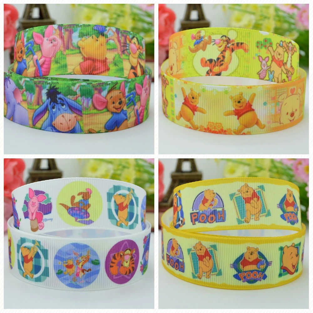 DUWES 7/8 &quot22 мм 2 5 10 20 50 ярдов Винни мишки печатных grosgrain ленты волос лук DIY ручной
