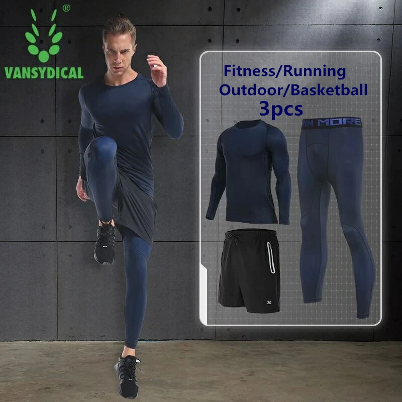 

Fitness Basketball Sportswear Gym Training Jogging SuitsSport Suits Men's Running Set Gradient Color Compression Tights