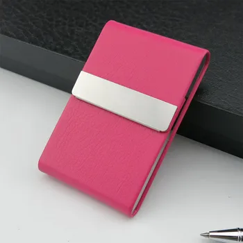 

2019 Mini Wallet Card Package Leather Stainless Steel Solid Business Name Card Case Holderfunda tarjeta credito